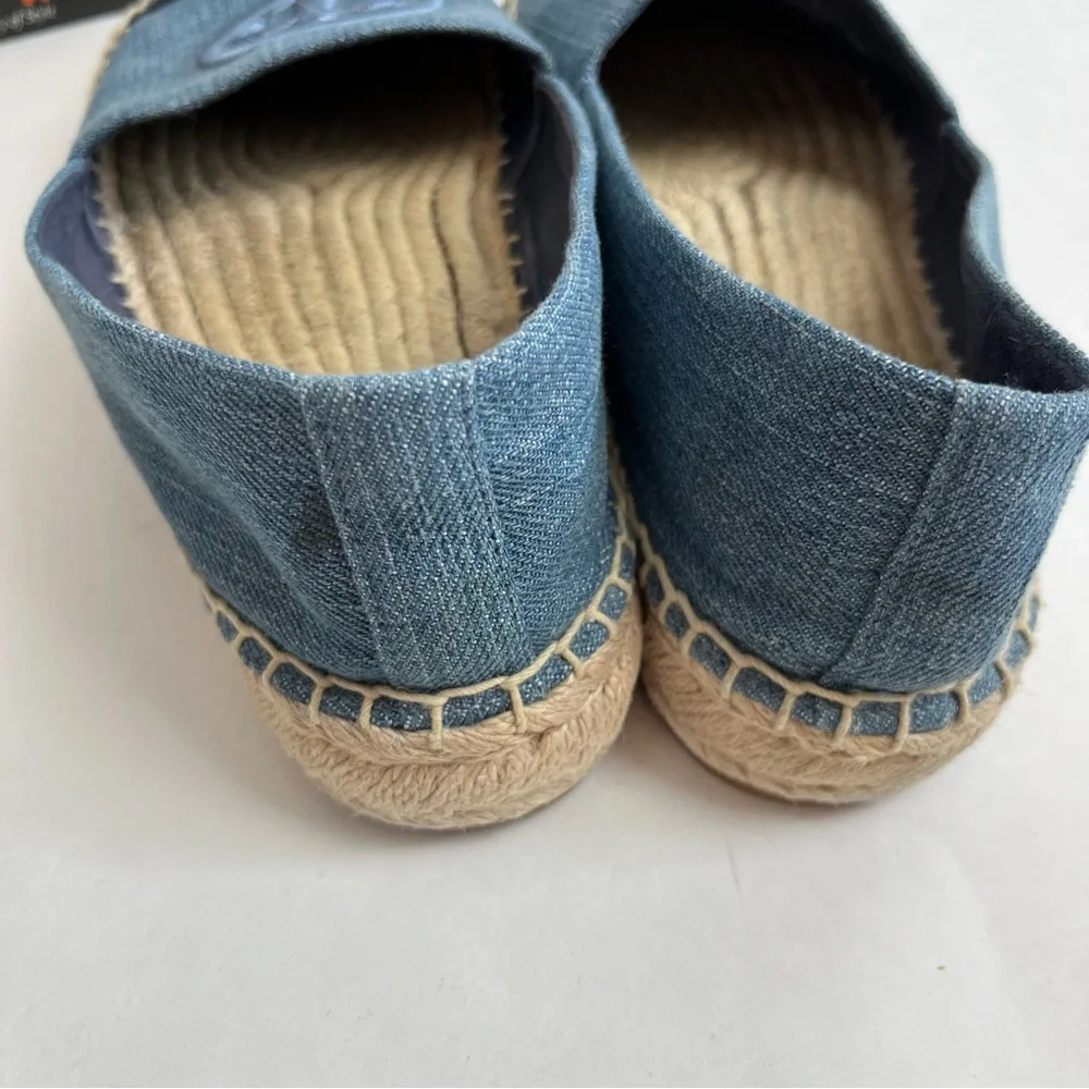 TORY BURCH Benton Slip On Platform Espadrille Flat Denim Navy Chambru